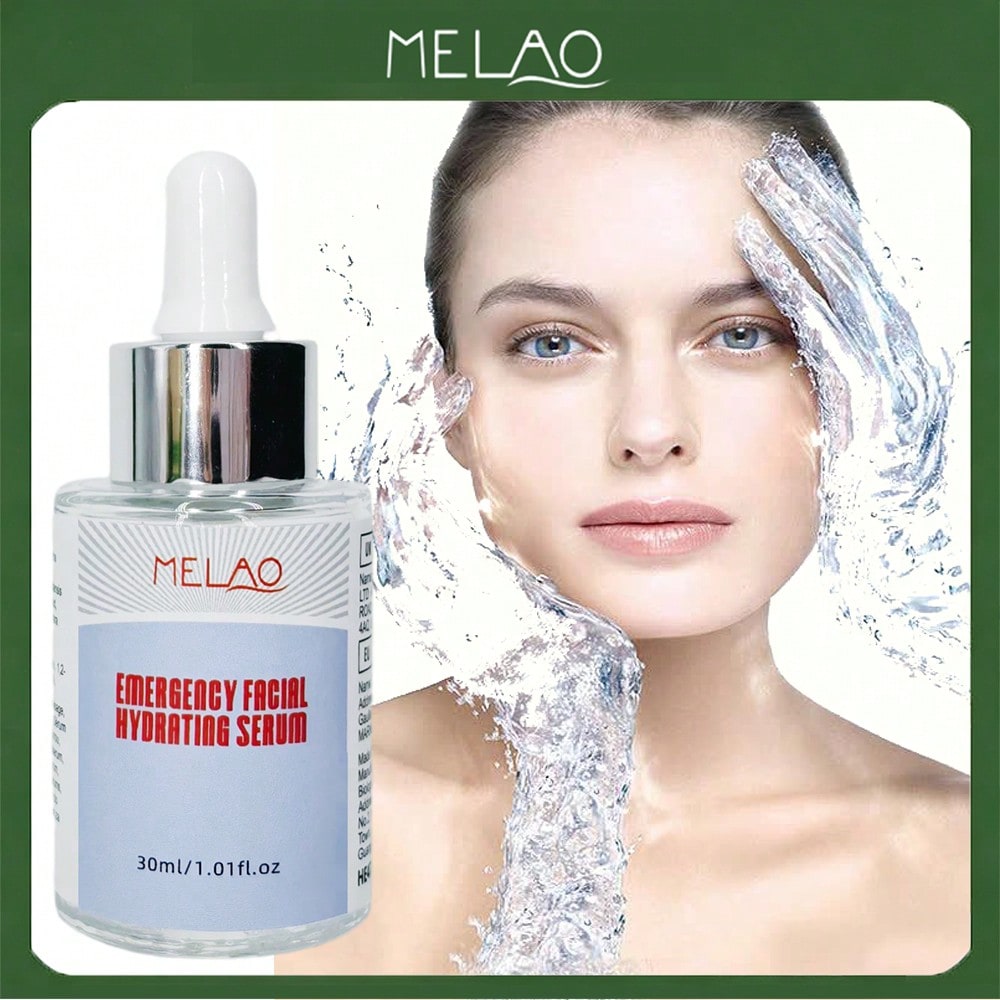 Emergency Facial Hydrating Serum, MELAO Hyaluronic Acid Serum for Dry Skin, Deep Moisturizing Face Serum, Quick Relief for Dehydrated Skin, with Natural Extracts, 30ml/1.01fl.oz