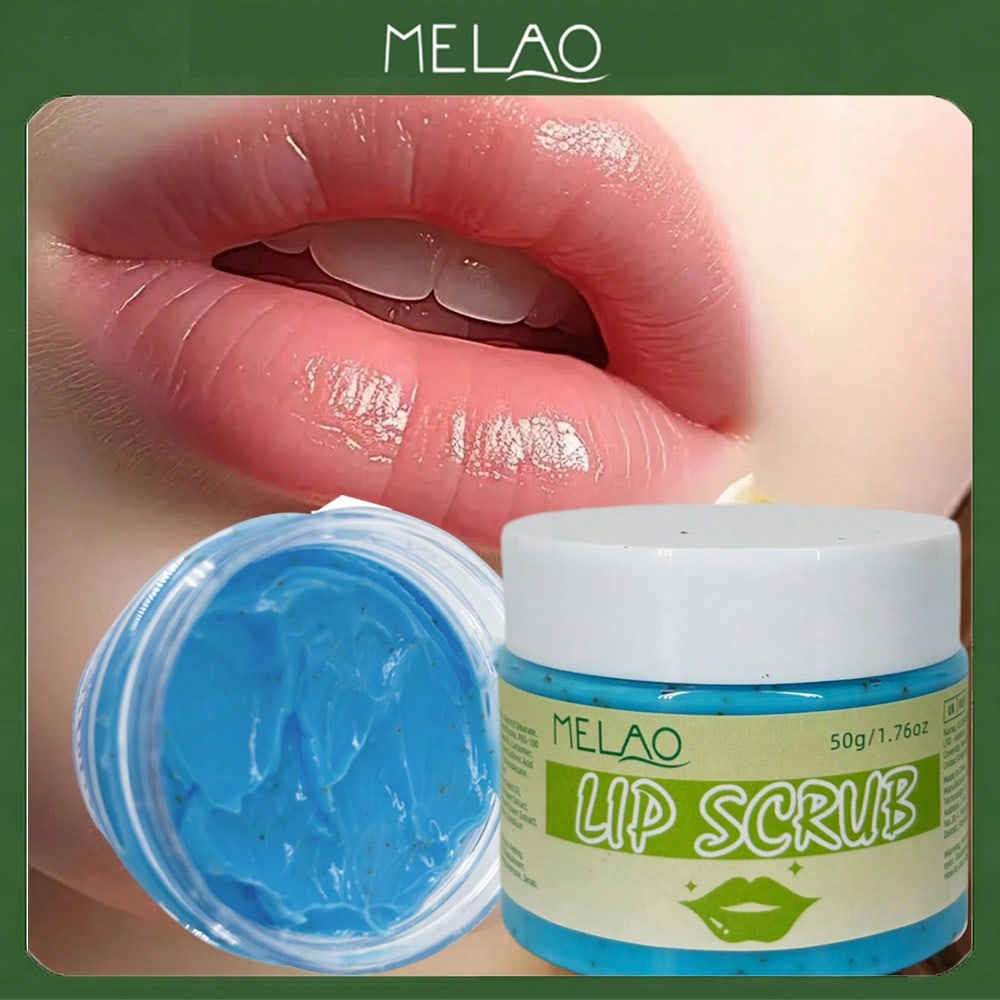 Lip Scrub, MELAO Exfoliating & Moisturizing Lip Scrub, Removes Dry Flaky Skin, for Soft Smooth Lips, with Natural Extracts, 50g/1.76oz