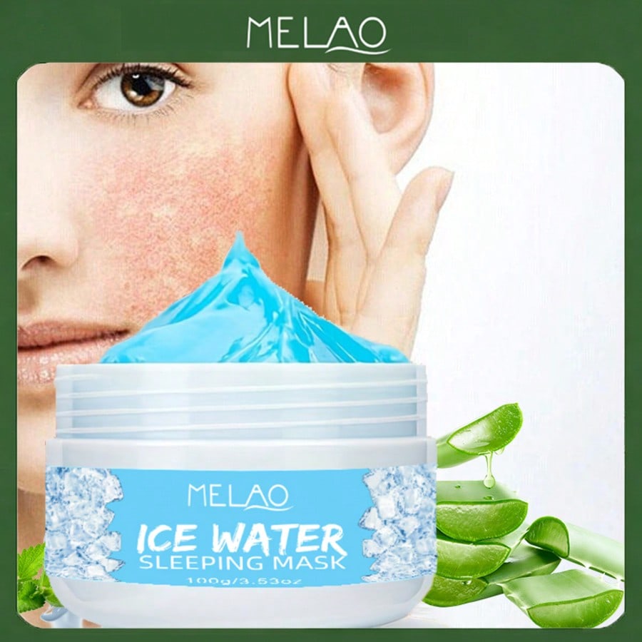 ICE WATER SLEEPING MASK, MELAO Overnight Hydrating Jelly Mask, Cooling & Soothing, for Tired & Puffy Skin, Deep Moisture, 100g/3.53oz