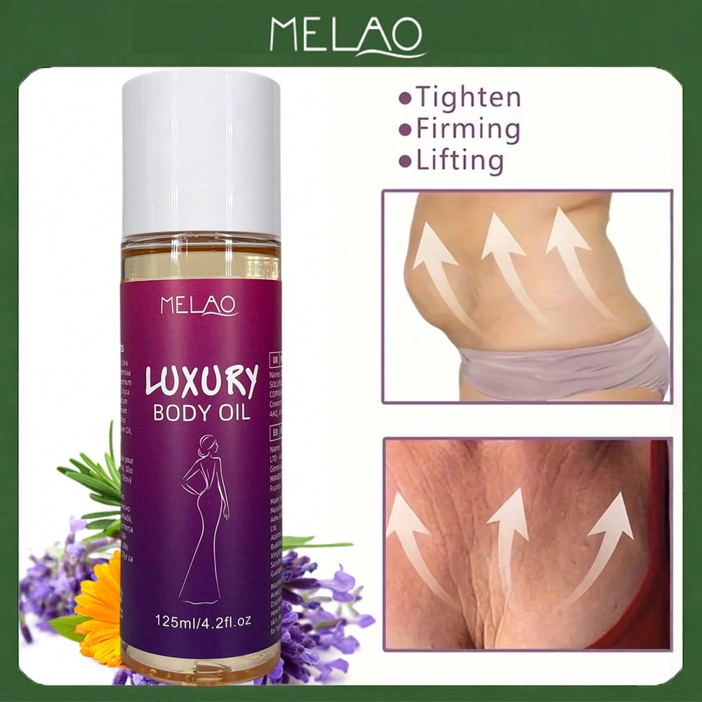 Luxury Body Oil, MELAO LUXURY BODY OIL for Dry Skin, Deeply Moisturizing & Nourishing Body Oil, for All Over Body Care, Leaves Skin Smooth, Glowing & Silky Soft, 125ml/4.2fl.oz