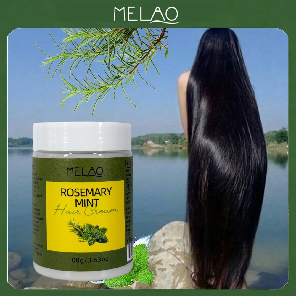 Rosemary Mint Hair Cream, MELAO 2 in 1 Nourishing & Refreshing Hair Cream, for Scalp & Hair Care, with Natural Rosemary & Mint, 100g/3.53oz