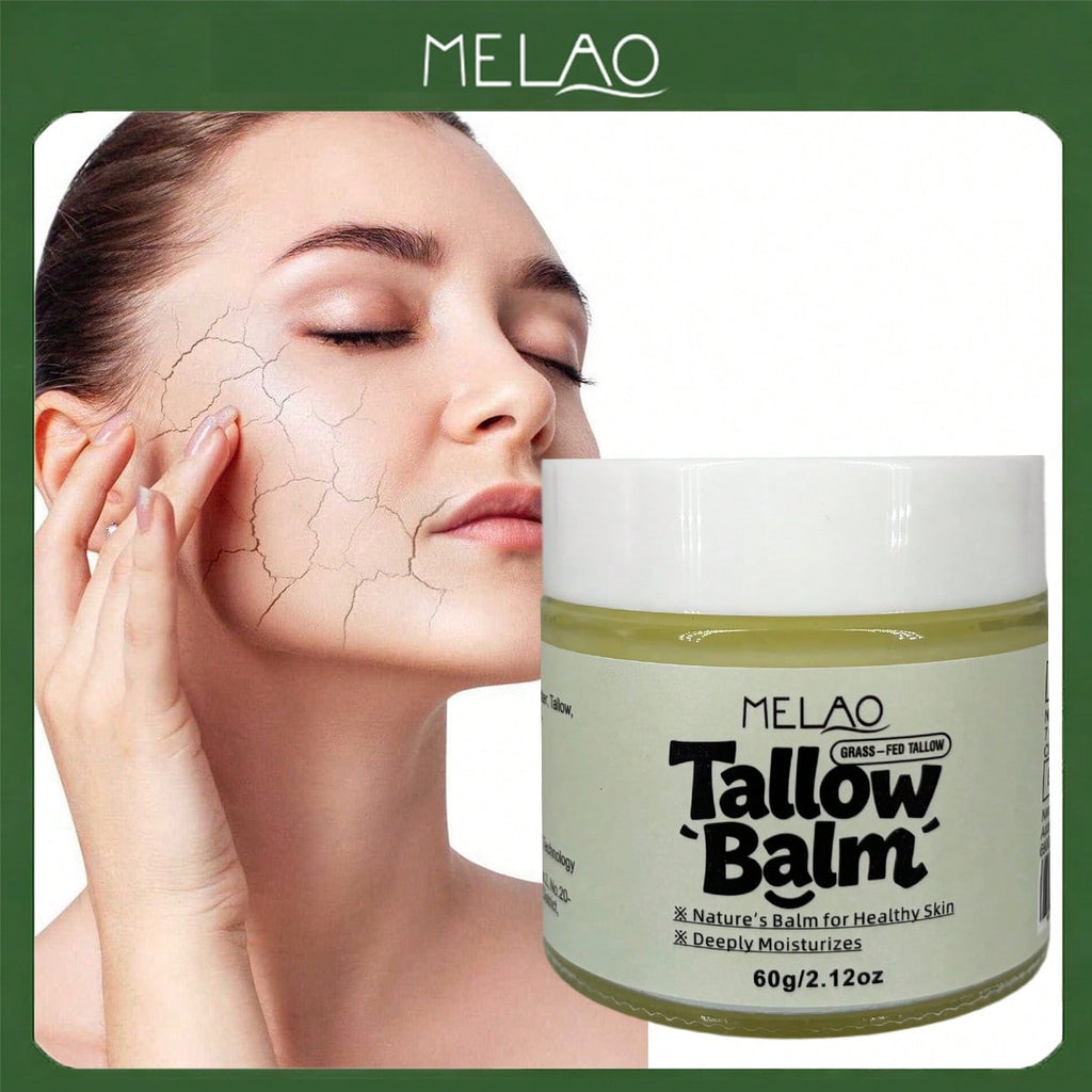 Grass-Fed Tallow Balm, MELAO 100% Natural Tallow Balm, Nature's Balm for Healthy Skin Anti-Aging, Deeply Moisturizes & Nourishes, for Dry & Sensitive Skin, Unscented Skin Cream, 60g/2.12oz