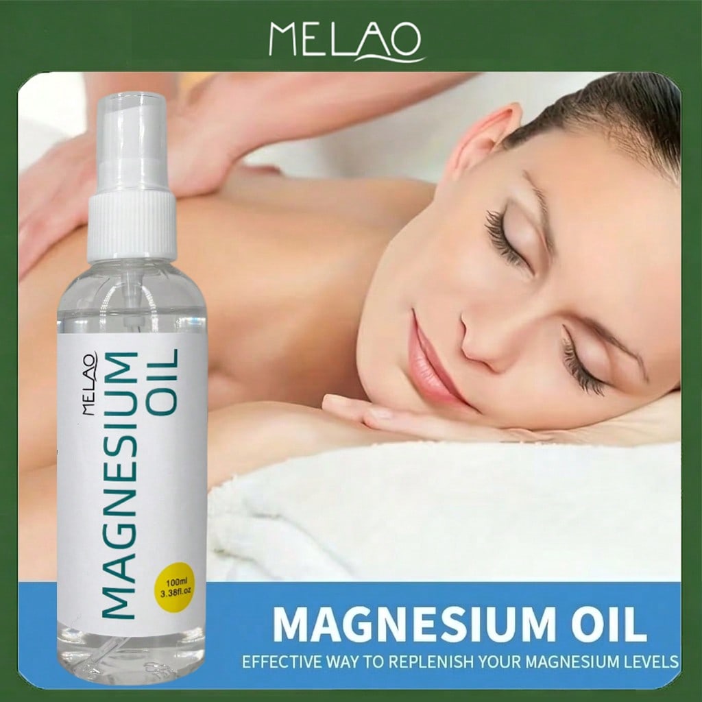 MELAO Magnesium Oil Spray 100ml - Pure Topical Body Oil for Daily Skin Care & Relaxation