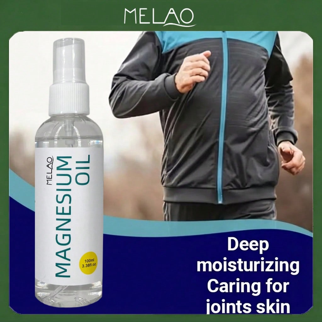 MELAO Magnesium Oil Spray 100ml - Pure Topical Body Oil for Daily Skin Care & Relaxation