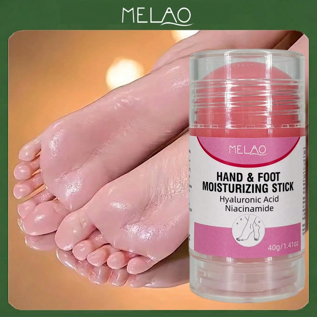 MELAO Hand & Foot Moisturizing Stick with Hyaluronic Acid & Niacinamide, 40g/1.41oz Deep Hydration Balm for Dry Cracked Heels, Knees & Elbows, Non-Greasy Repair Lotion Stick for Rough Skin