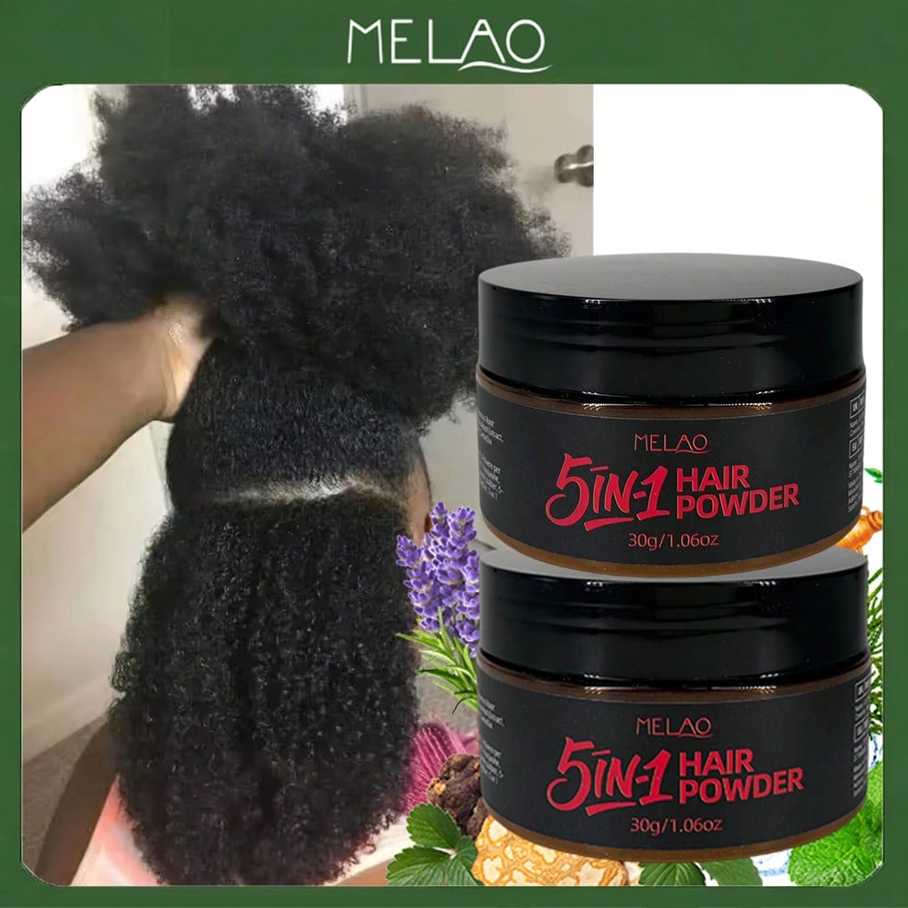 2 Pack MELAO 5-in-1 Hair Powder, 30g/1.06oz Hair Growth Powder with Lavender, Polygonum, Platycladus Leaf, Tea & Ginseng Root Extract, Nourishing Scalp & Strengthening Hair
