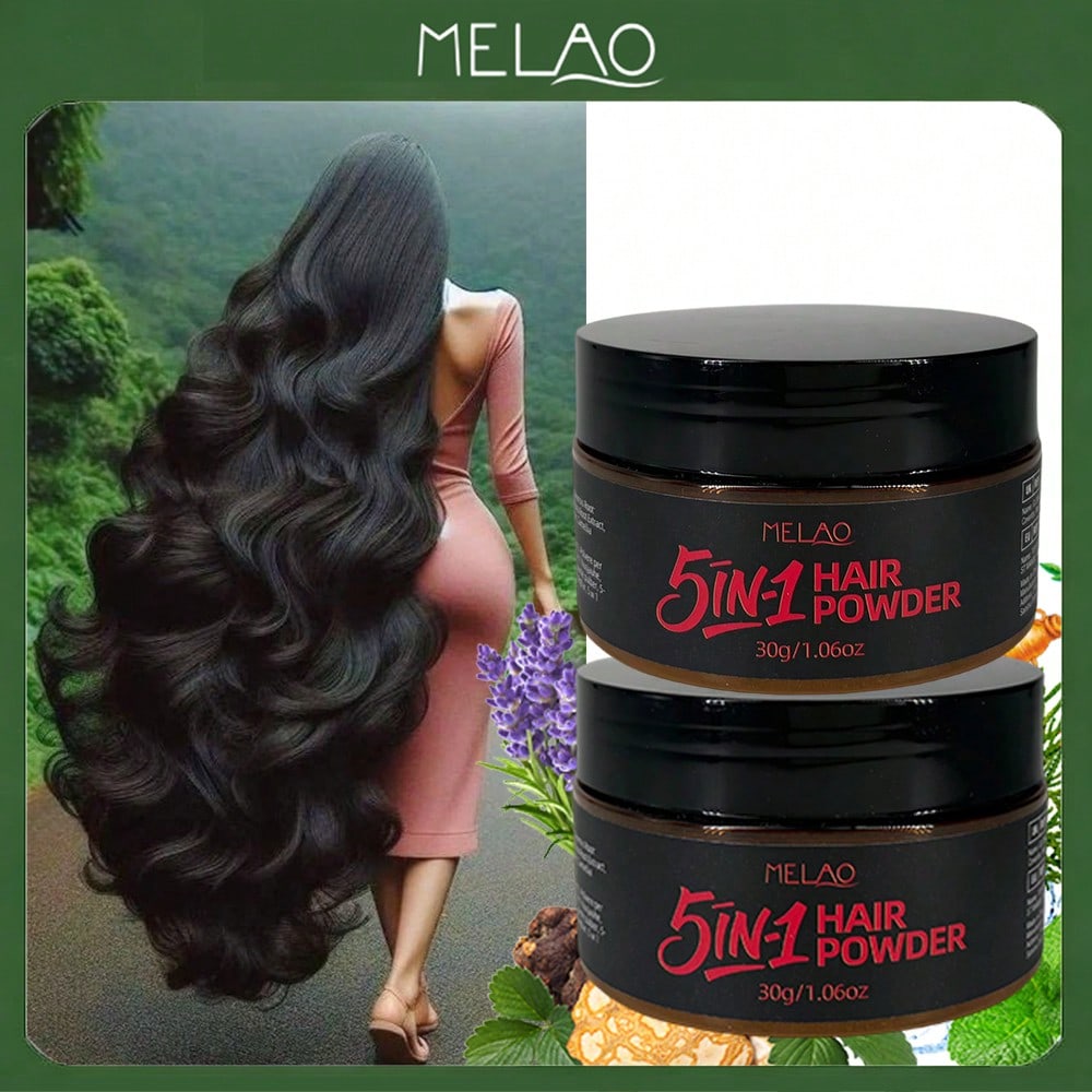 2 Pack MELAO 5-in-1 Hair Powder, 30g/1.06oz Hair Growth Powder with Lavender, Polygonum, Platycladus Leaf, Tea & Ginseng Root Extract, Nourishing Scalp & Strengthening Hair