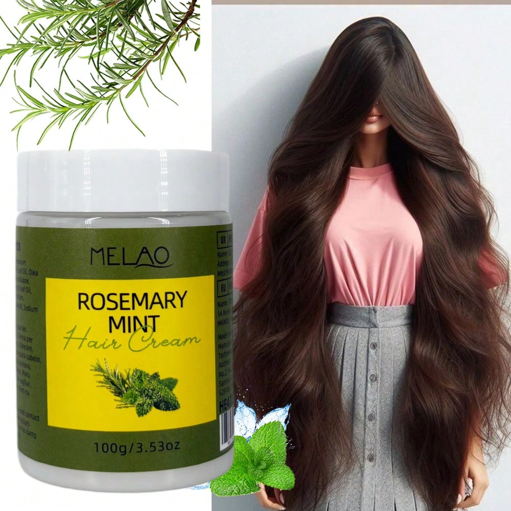 2 Pack MELAO Rosemary Mint Hair Cream, 100g Deep Conditioning Mask for Dry & Damaged Hair, Strengthens & Repairs, Reduces Breakage & Frizz