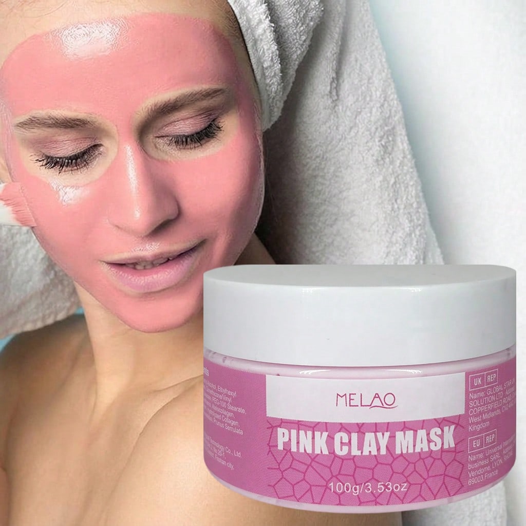 2 Pack MELAO Pink Clay Mask 100g, Deep Cleansing & Purifying Facial Mask, Absorbs Excess Oil & Impurities, Refreshes Skin, Minimizes Pores, Leaves Skin Smooth, Refreshed & Brightened for All Skin Types
