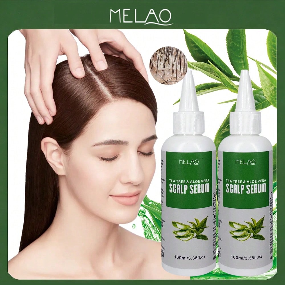 2 Pack MELAO Tea Tree & Aloe Vera Scalp Serum 100ml, Refreshing & Calming Scalp Care, Hydrates & Nourishes the Scalp, Leaves Scalp Clean, Fresh & Comfortable for All Hair Types