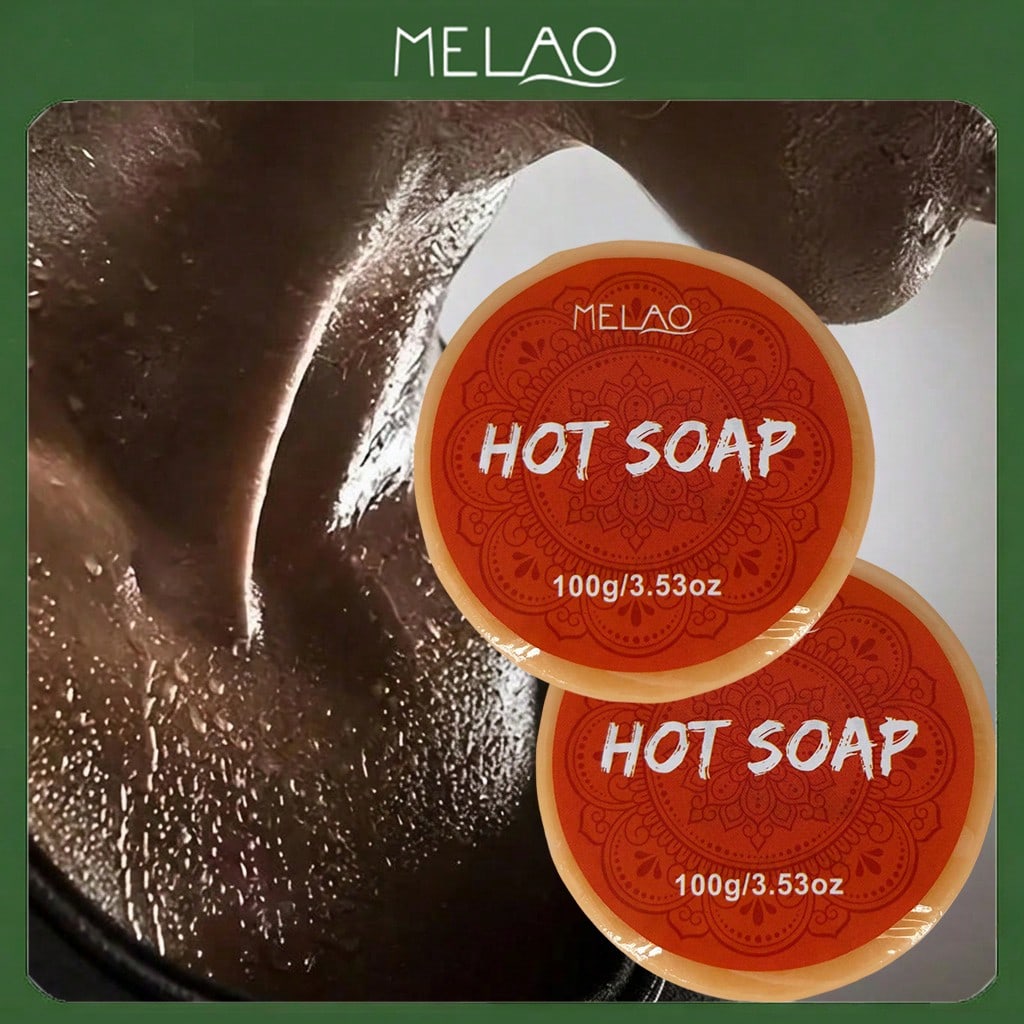 2 Pack MELAO Hot Soap 100g, Warming Body Cleanser, Creates a Gentle Heating Sensation to Promote Sweating, Deep Cleanses Skin & Leaves It Refreshed, Smooth and Energized