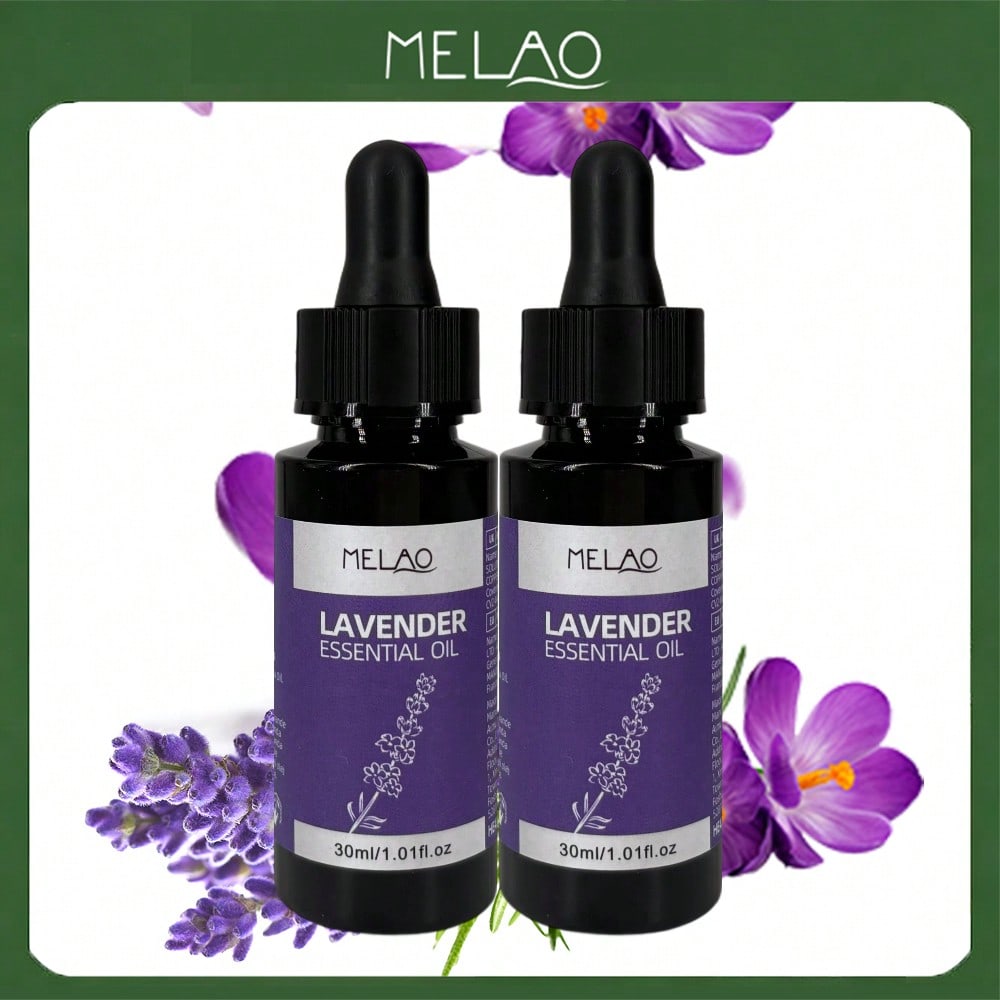 2 Pack MELAO Lavender Essential Oil 30ml, Pure Natural Aromatherapy Oil for Diffuser, Massage, Skin & Hair Care, Creates a Calming & Relaxing Atmosphere, Ideal for Daily Use