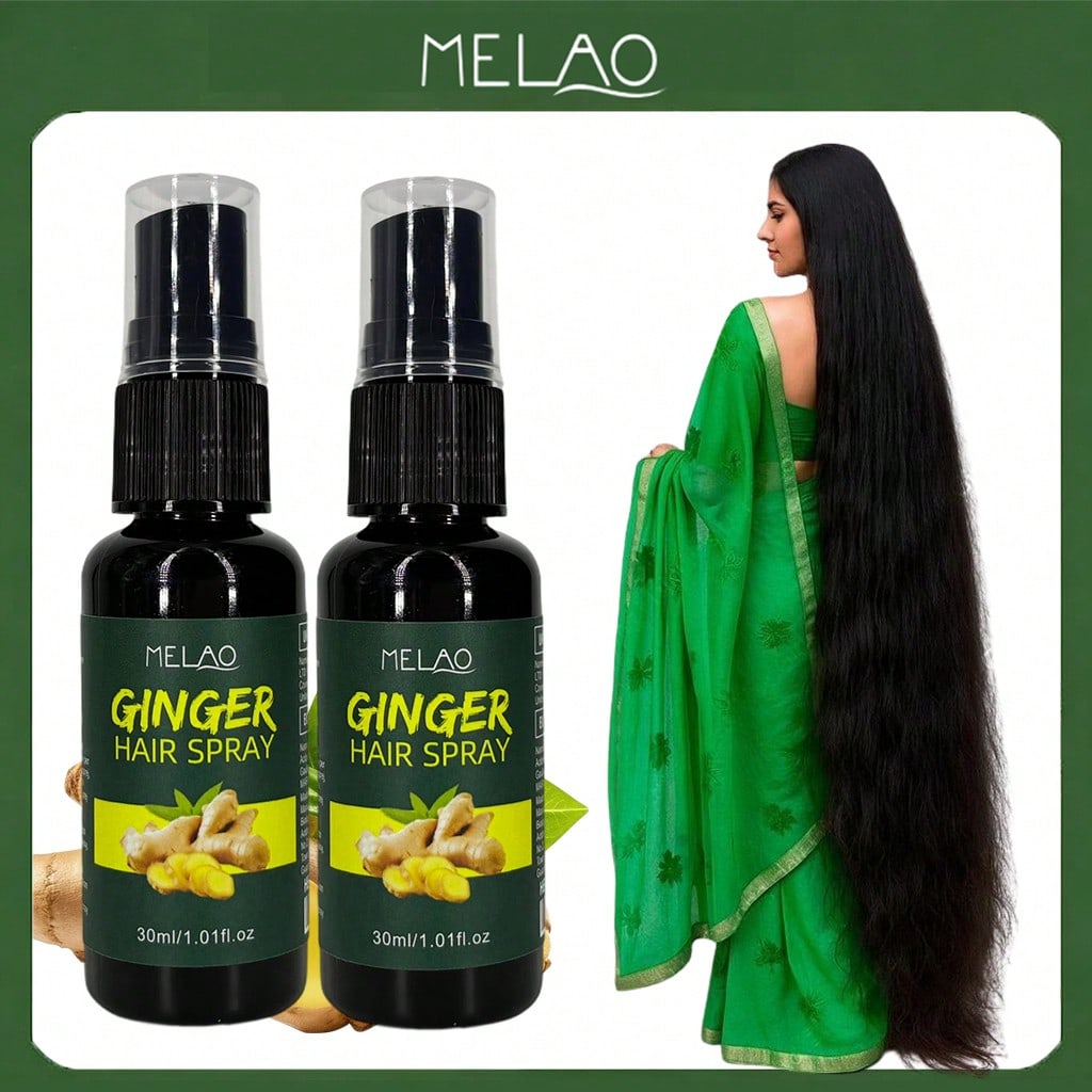 2 Pack MELAO Ginger Hair Spray 30ml, Nourishing Scalp & Hair Care Spray, Strengthens Hair Texture, Reduces Dryness & Frizz, Leaves Hair Smooth, Shiny and Healthy for All Hair Types
