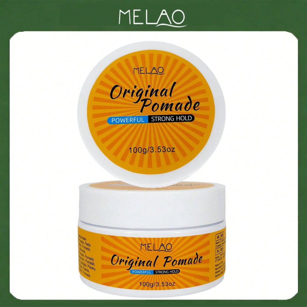 Strong Hold Pomade, MELAO Original Pomade, Powerful Styling for Men, Classic Hold, High Shine Finish, for Slick Back, Side Part & Textured Styles, 100g/3.53oz