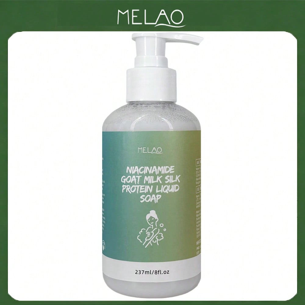 Goat Milk Silk Liquid Soap, MELAO Hydrating Goat Milk Liquid Soap with Niacinamide & Silk Protein, Gentle Cleansing for Dry & Sensitive Skin, Moisturizing & Nourishing, 237ml/8fl.oz