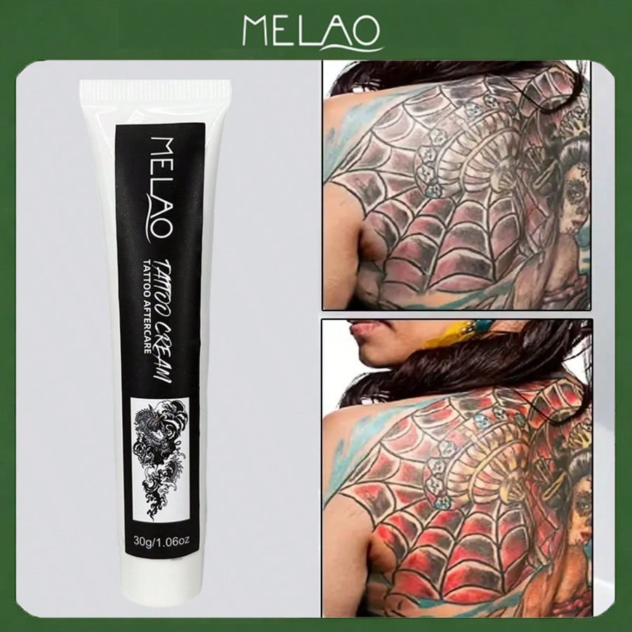 Tattoo Aftercare Cream, MELAO Tattoo Cream for New Tattoos, Moisturizing & Protective Cream, Cares for Fresh Ink, Helps Maintain Tattoo Color, Gentle on Skin, for Tattoo Care, Effective Formula, 30g/1.06oz