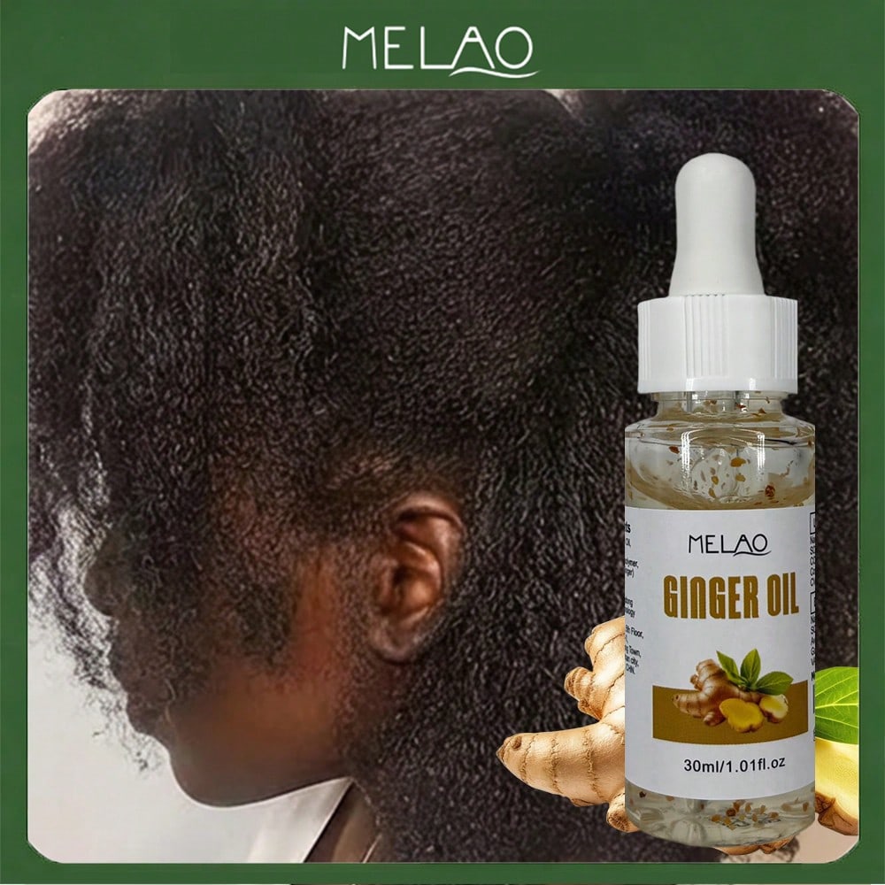 Ginger Essential Oil, MELAO Ginger Oil for Scalp Care, with Pure Ginger Extract, Nourishes Scalp, Adds Shine, Softness & Strength to Hair, 30ml/1.01fl.oz with Dropper