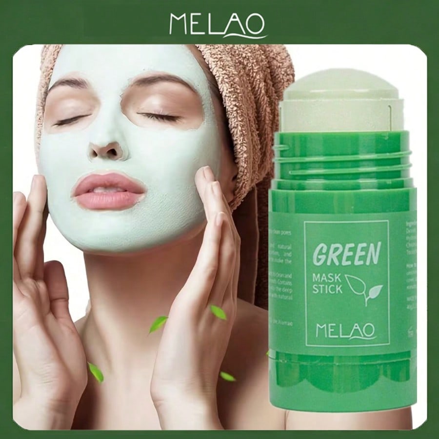 MELAO Facial Cleansing Clay Mask Green Tea Purifying Mask For Removal Blackheads Oil Control Deep Cleansing Green Tea Mask Stick