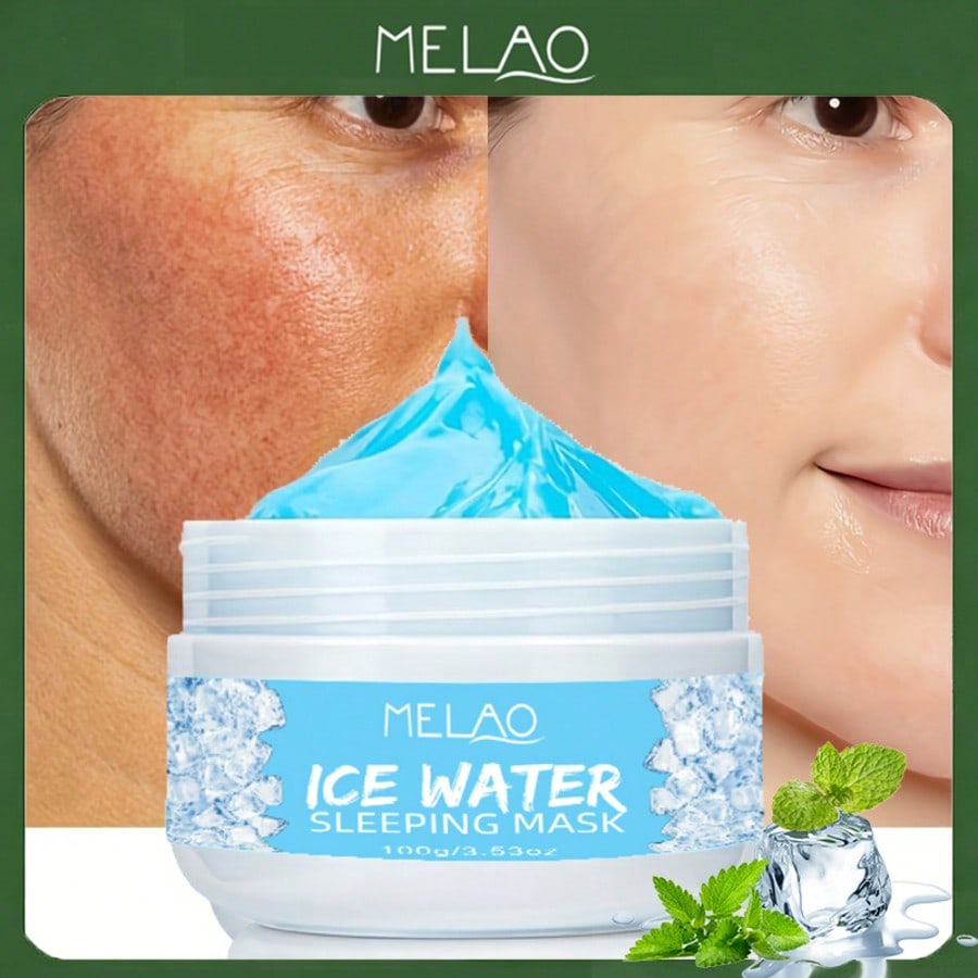 ICE WATER SLEEPING MASK, MELAO Overnight Hydrating Jelly Mask, Cooling & Soothing, for Tired & Puffy Skin, Deep Moisture, 100g/3.53oz