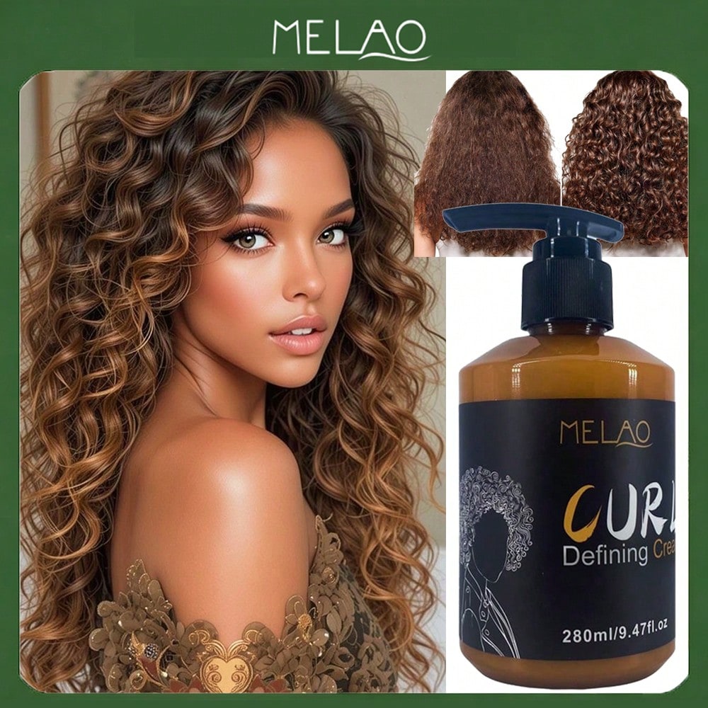 MELAO Curl Defining Cream for Natural Hair - Hydrating Curl Cream with Lightweight Formula for Defined Curls, Frizz Control & Soft Hold - 280ml/9.47fl.oz
