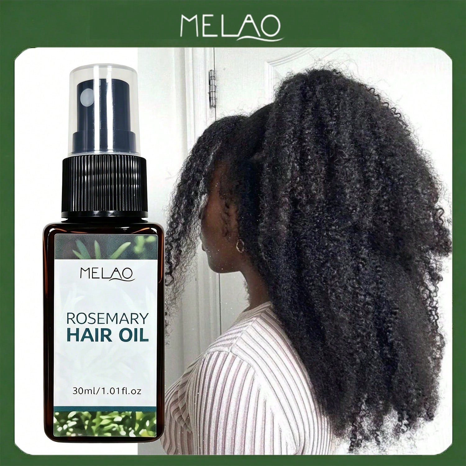 MELAO Rosemary Hair Oil 30ml, Nourishing Scalp & Hair Strengthening Oil, Anti-Frizz & Moisturizing Treatment for Dry, Damaged, Curly & Colored Hair, Adds Shine