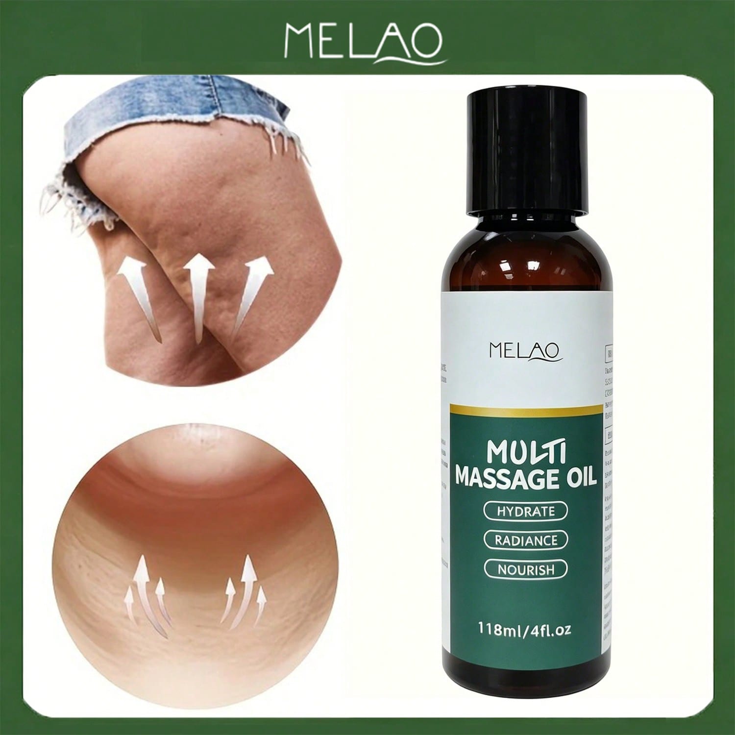MELAO Multi Massage Oil 118ml/4fl.oz, Hydrating & Nourishing Full Body Massage Oil for Skin Radiance, Relaxing Massage Oil for Spa & Daily Use