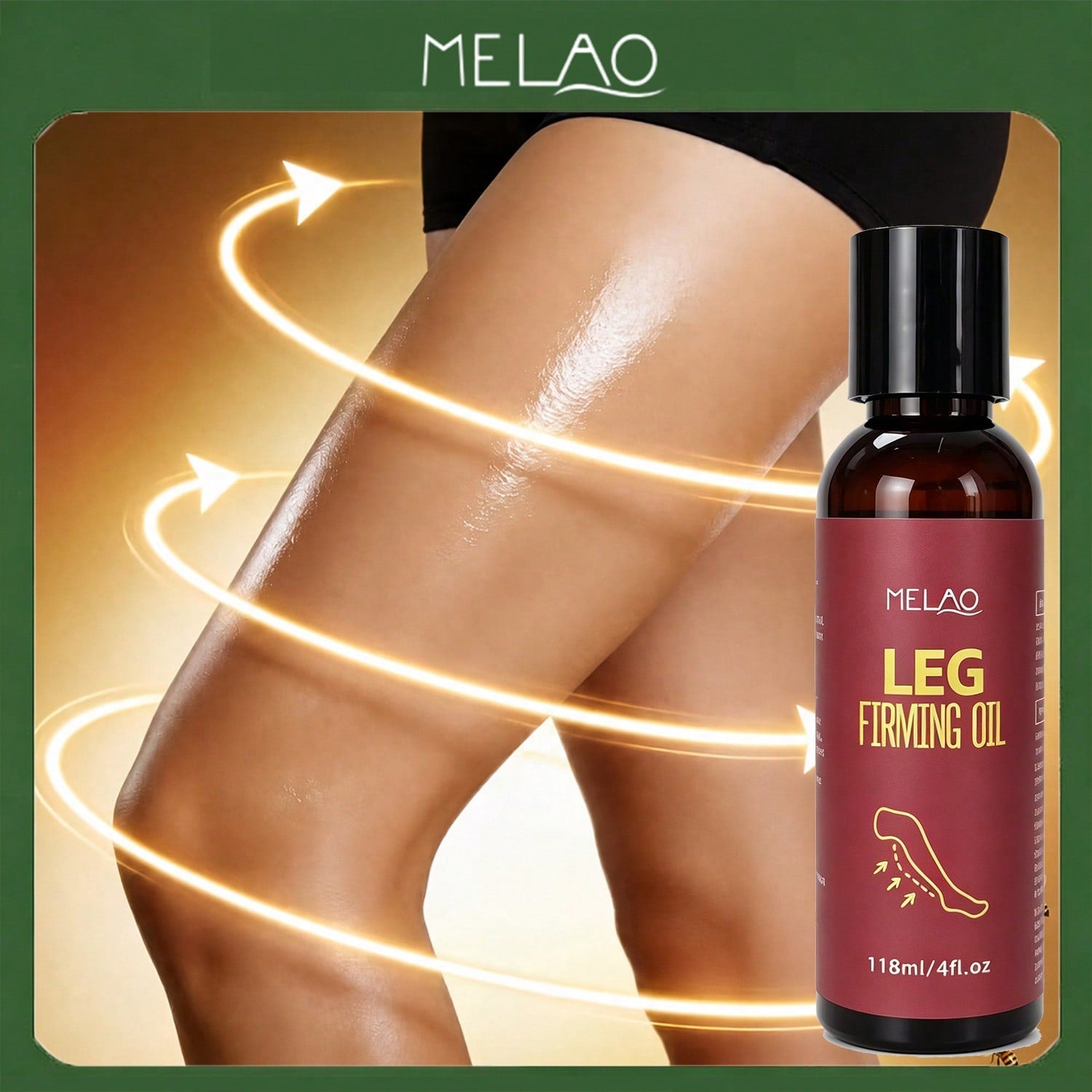 MELAO Leg Firming Oil 118ml/4fl.oz, Skin Tightening & Moisturizing Massage Oil for Legs, Nourishing Body Oil for Elasticity & Firm Skin
