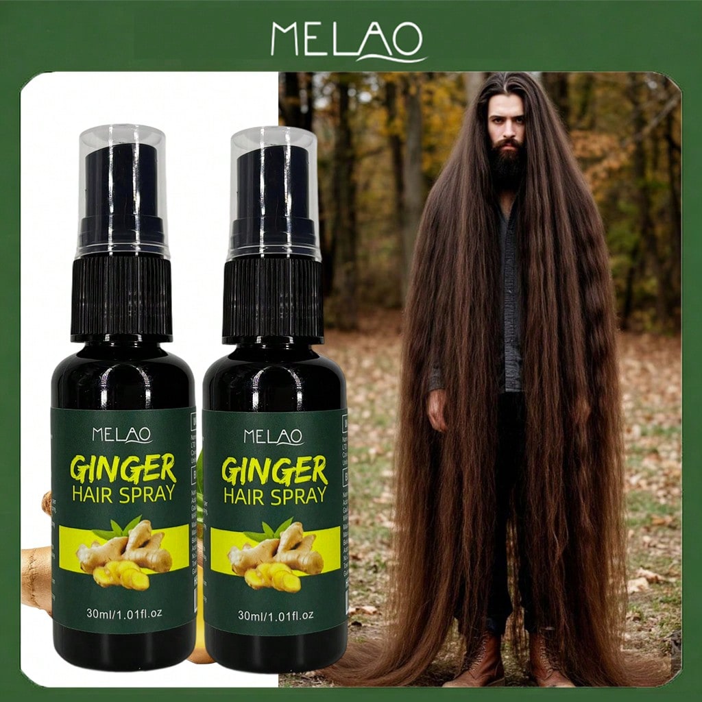 2 Pack MELAO Ginger Hair Spray 30ml, Nourishing Scalp & Hair Care Spray, Strengthens Hair Texture, Reduces Dryness & Frizz, Leaves Hair Smooth, Shiny and Healthy for All Hair Types