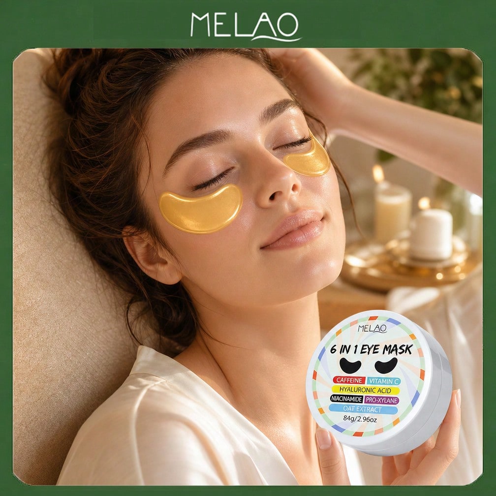 MELAO 6-in-1 Eye Mask 84g/2.96oz, Caffeine & Hyaluronic Acid Under Eye Patches for Dark Circles, Puffiness & Fine Lines, Hydrating Anti-Aging Eye Treatment
