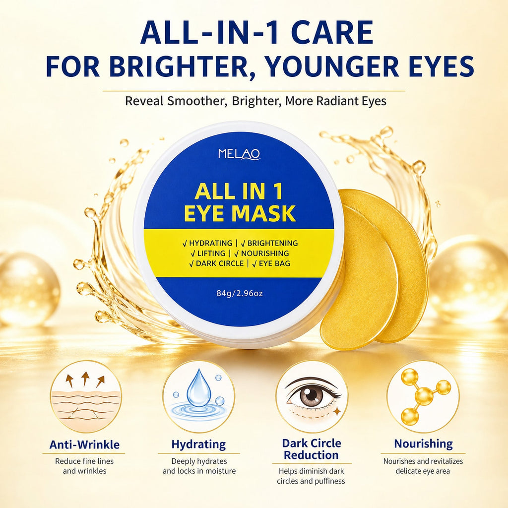 MELAO All-In-1 Eye Mask 84g/2.96oz, Hydrating & Brightening Under Eye Patches for Dark Circles, Eye Bags & Fine Lines, Lifting & Nourishing Anti-Aging Eye Treatment