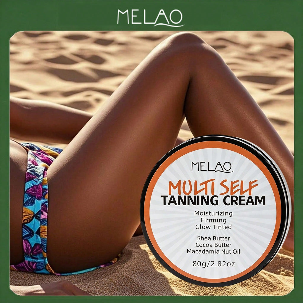 MELAO Multi Self Tanning Cream 80g/2.82oz, Moisturizing & Firming Self Tanner with Shea Butter, Natural Glow Tinted Sunless Tanning Lotion for All Skin Types