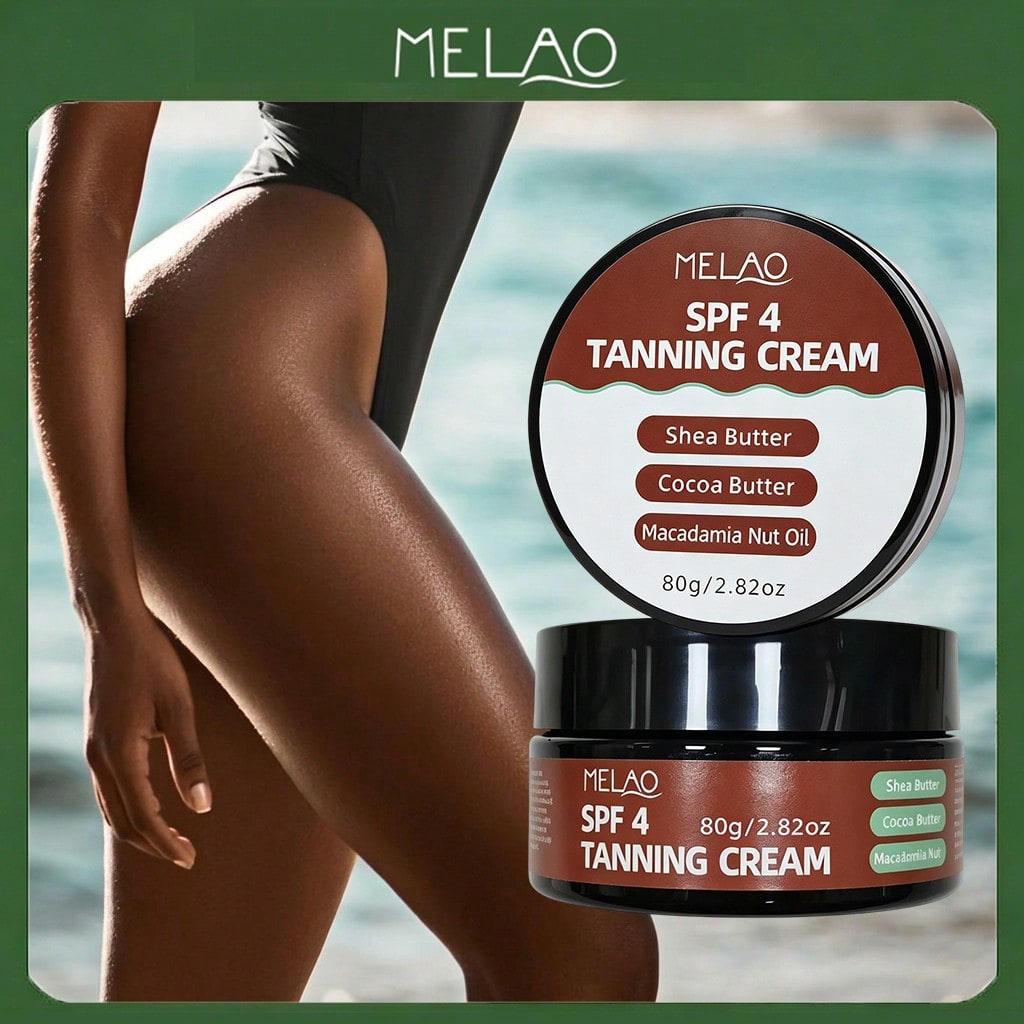MELAO SPF 4 Tanning Cream 80g/2.82oz, Moisturizing Sun Tanning Lotion with Shea & Cocoa Butter, Natural Sun Tanning Cream for Deep, Long-Lasting Tan