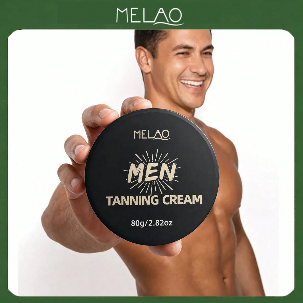 MELAO Men's Tanning Cream 80g/2.82oz, Deep Natural Sun Tanning Accelerator, Moisturizing Tanning Lotion for Men, Buildable, Streak-Free Bronze Tan