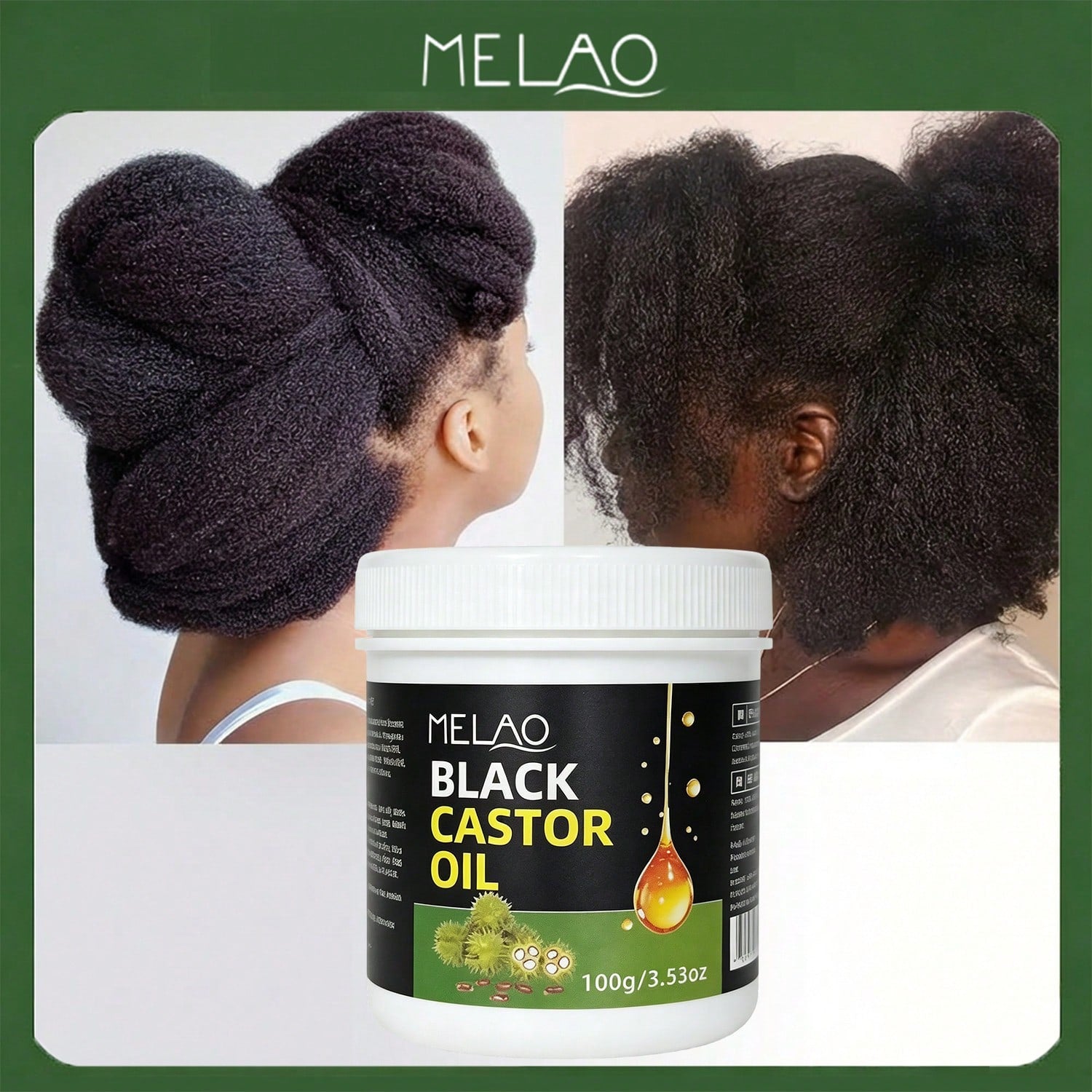 MELAO Black Castor Oil 100g/3.53oz, Pure Cold-Pressed Castor Oil for Hair, Eyelashes, Eyebrows & Skin, Nourishing & Moisturizing Oil for All Hair & Skin Types