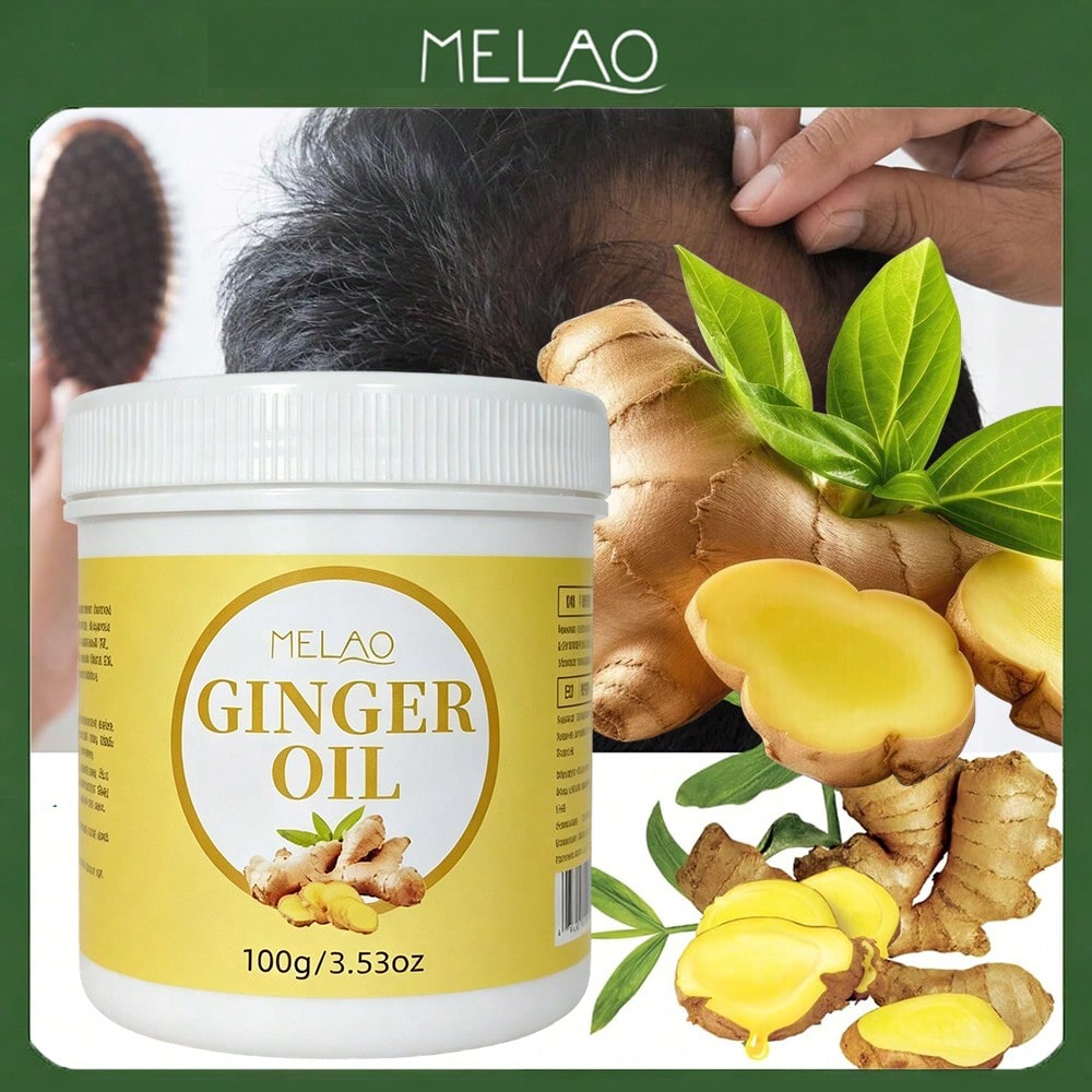 MELAO Ginger Oil 100g/3.53oz, Pure Natural Ginger Essential Oil for Hair, Scalp Massage & Skin Care, Warming & Nourishing Massage Oil for Body & Hair