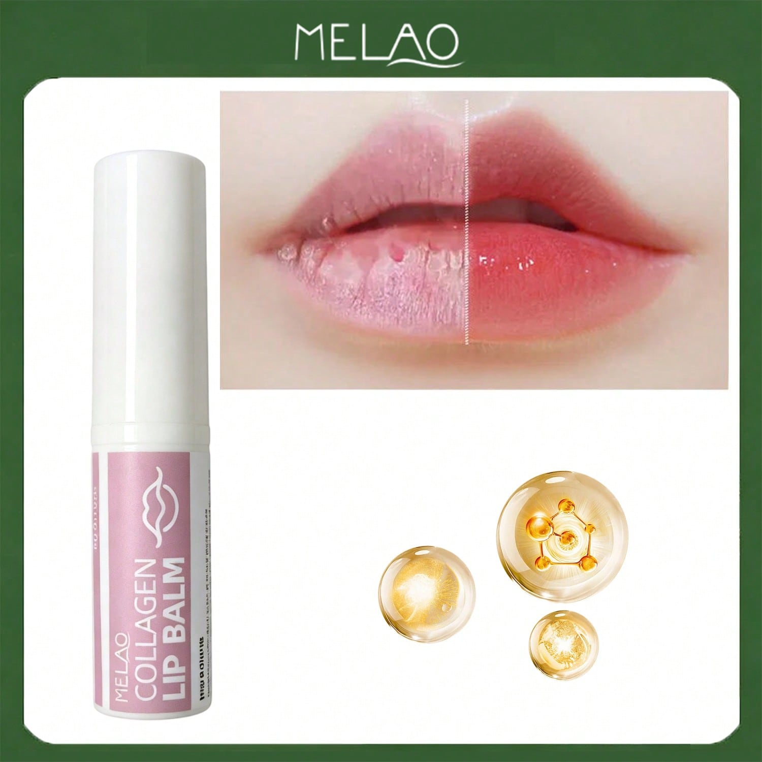 MELAO Collagen Lip Balm 5g, Moisturizing & Anti-Aging Lip Balm, Hydrates & Nourishes Dry, Cracked Lips, Reduces Fine Lines & Improves Lip Elasticity, Long-Lasting Lip Care for All Skin Types