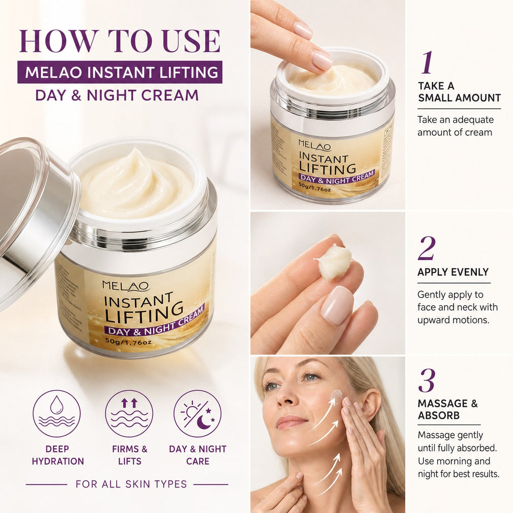 MELAO Instant Lifting Day & Night Cream 50g/1.76oz, Anti-Aging & Firming Facial Moisturizer, 24H Hydrating Face Cream for Fine Lines & Wrinkles