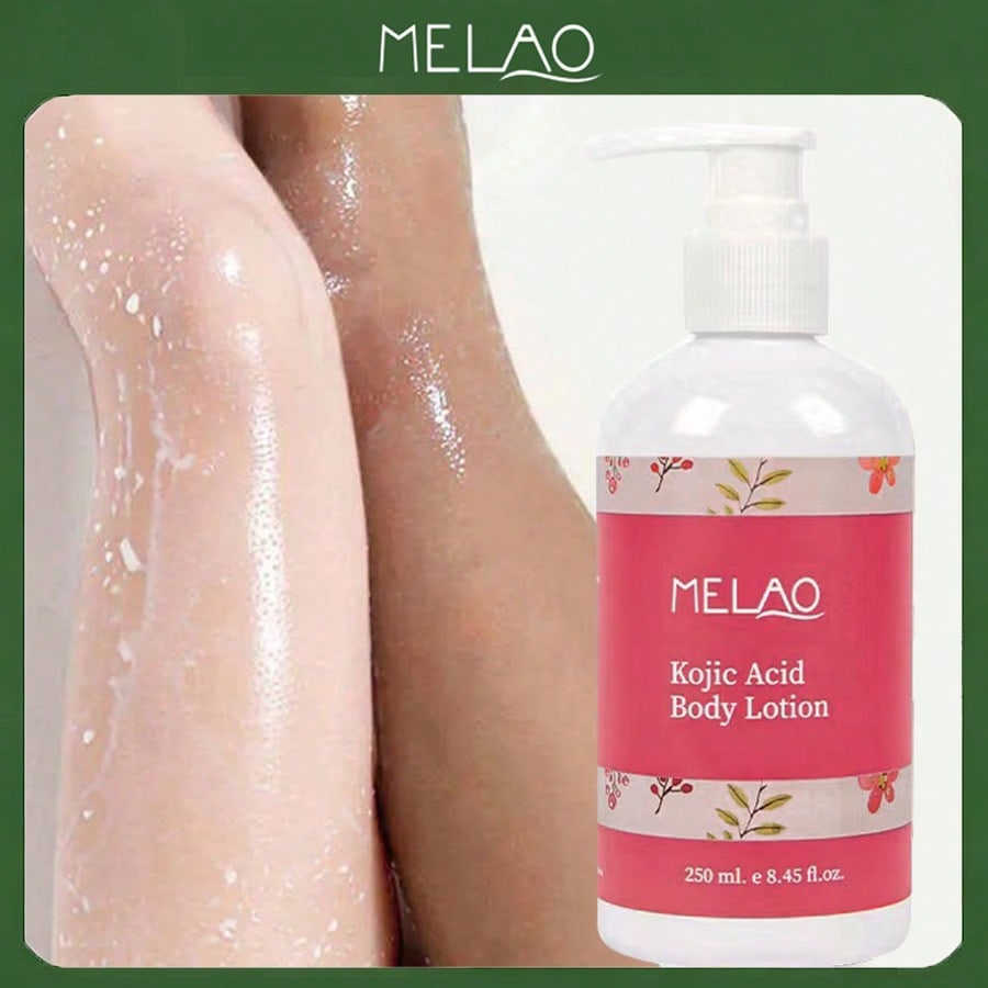 MELAO Kojic Acid Body Lotion for Skin Brightening, Skin Whitening Body Lotion, Brightens & Evens Skin Tone in 7-14 Days, for Dark Spots, Elbows, Knees, with Natural Extracts, Moisturizing & Hydrating, 250ml/8.45 fl.oz