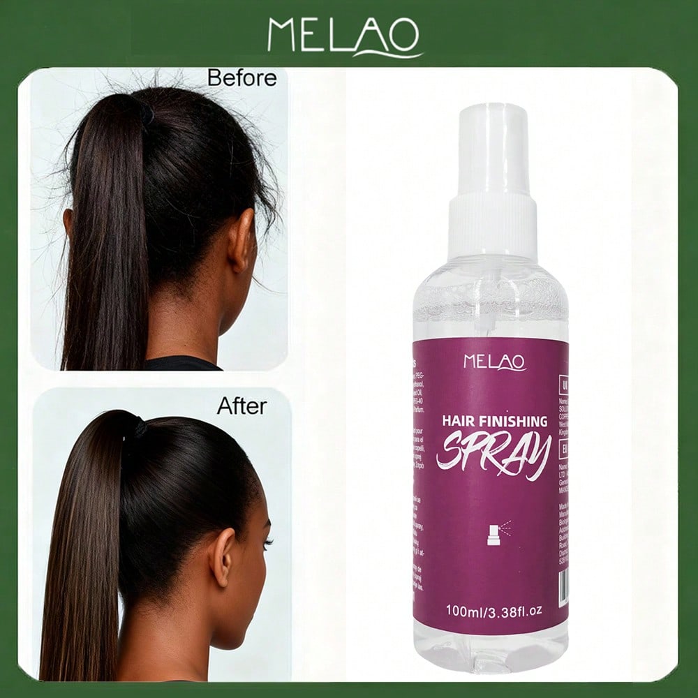 Hair Finishing Spray, MELAO Hair Finishing Spray, Strong Hold Hair Spray, for Flyaways & Baby Hairs, Smoothens & Tames Frizz, Adds Shine, Lasting Hold, 100ml/3.38fl.oz