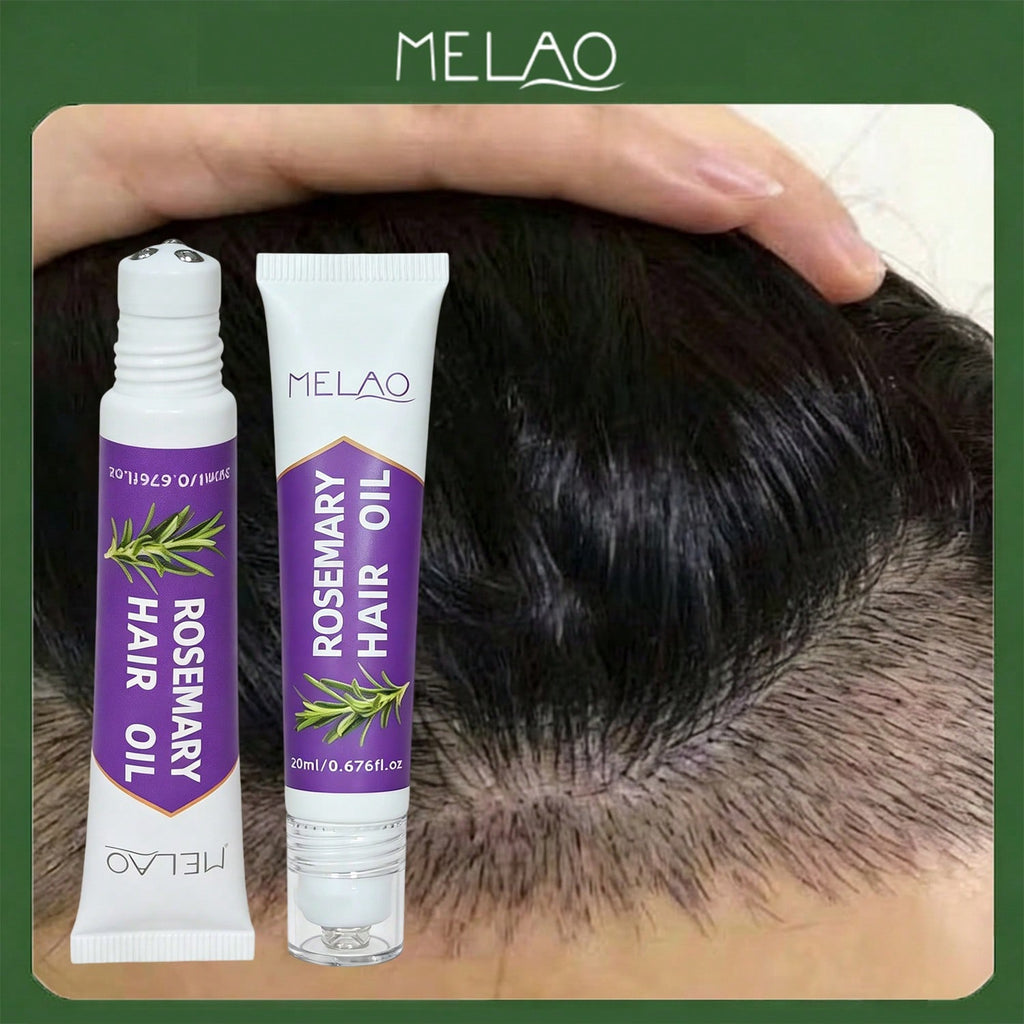 MELAO Roller Ball Massage Head Rosemary Hair Oil 20ml/0.67fl.oz, Roll-On Scalp Oil, Nourishing Repair Oil for Thinning & Dry Damaged Hair