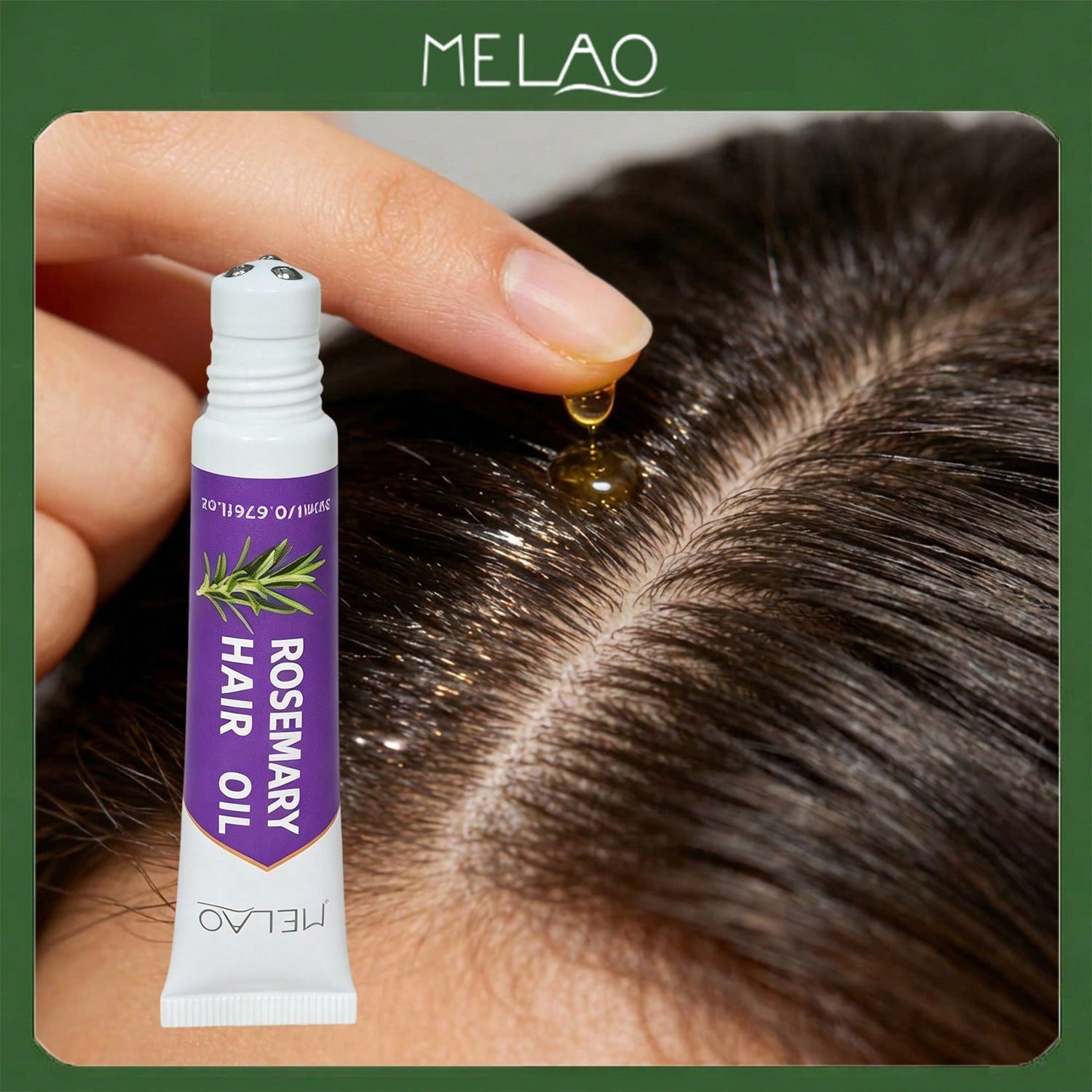 MELAO Roller Ball Massage Head Rosemary Hair Oil 20ml/0.67fl.oz, Roll-On Scalp Oil, Nourishing Repair Oil for Thinning & Dry Damaged Hair