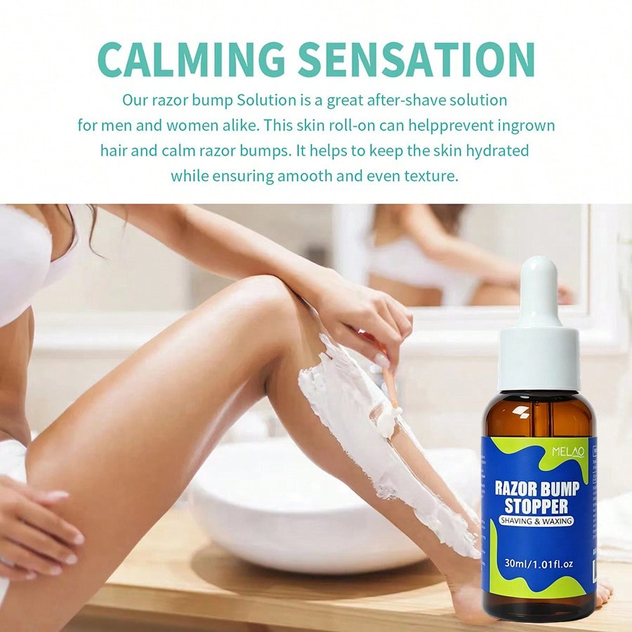 MELAO Razor Bump Stopper Serum 30ml/1.01fl.oz, After Shave & Waxing Ingrown Hair Treatment Oil, Soothes Irritation & Prevents Razor Burn