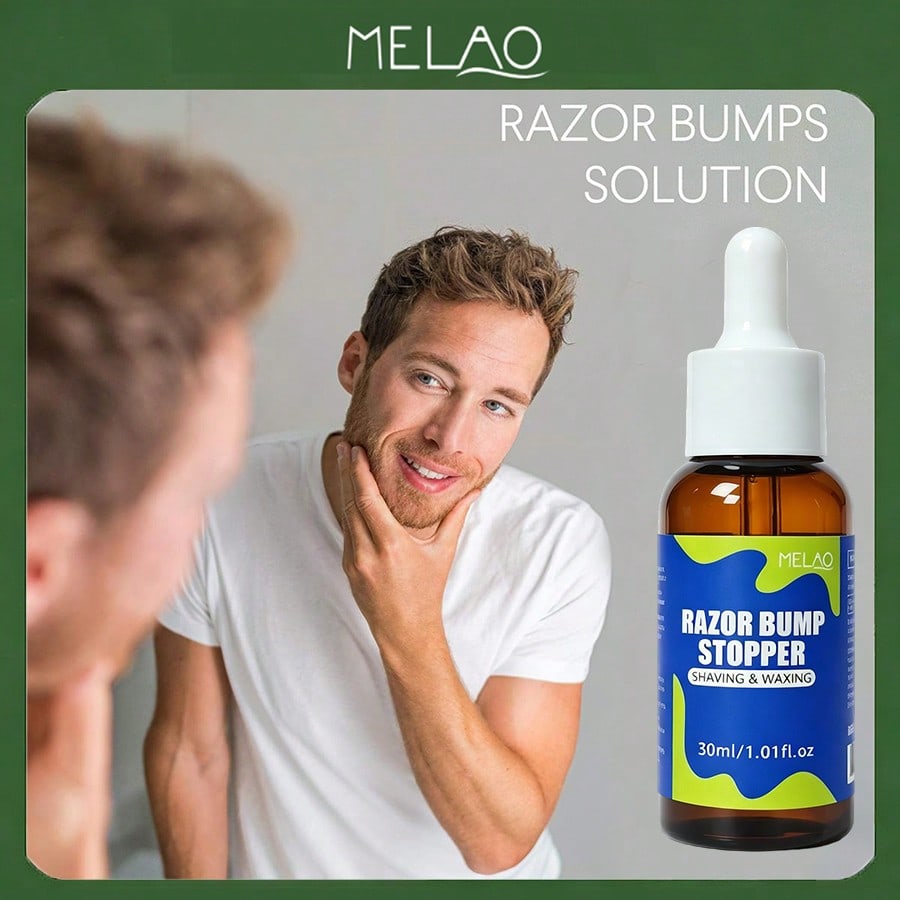 MELAO Razor Bump Stopper Serum 30ml/1.01fl.oz, After Shave & Waxing Ingrown Hair Treatment Oil, Soothes Irritation & Prevents Razor Burn