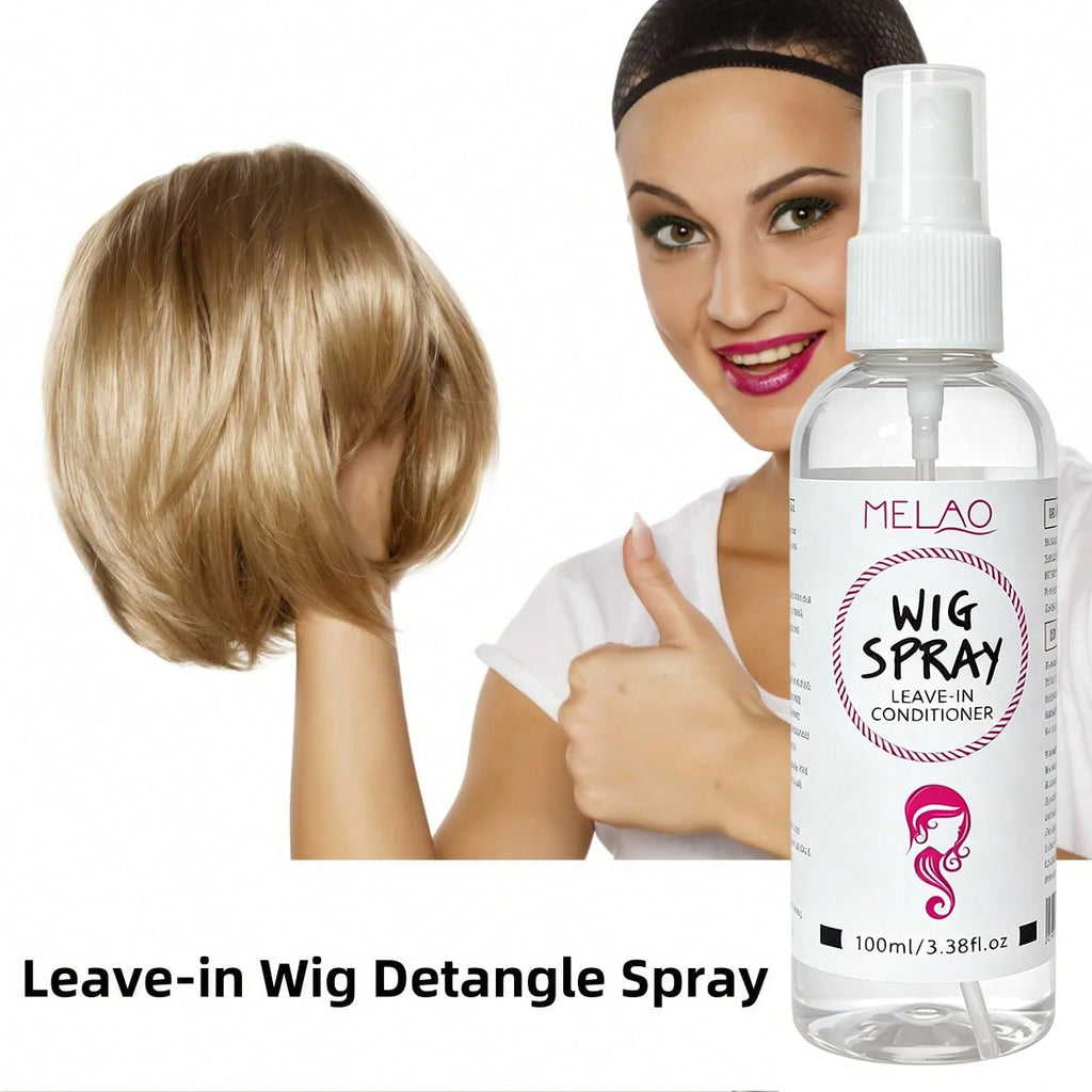MELAO Leave-In Wig Conditioner Spray 100ml/3.38fl.oz, Detangling Moisturizing Wig Care Spray for Synthetic & Human Hair Wigs, Anti-Frizz Smooth Wig Spray