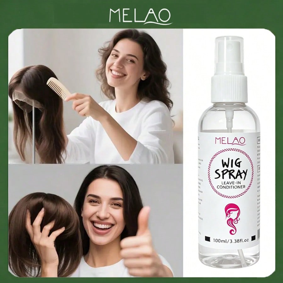 MELAO Leave-In Wig Conditioner Spray 100ml/3.38fl.oz, Detangling Moisturizing Wig Care Spray for Synthetic & Human Hair Wigs, Anti-Frizz Smooth Wig Spray