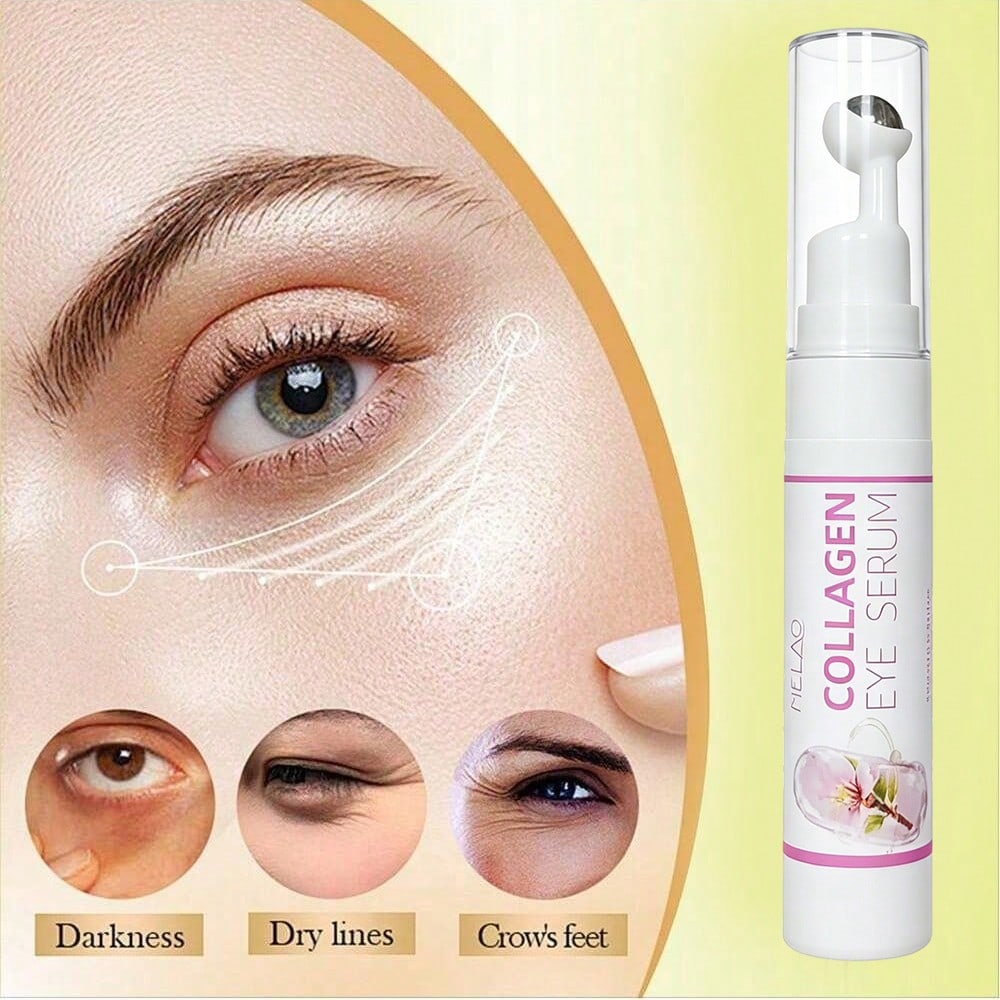 MELAO Roller Ball Massage Applicator Collagen Eye Serum, Anti-Aging Under Eye Serum Fades Dark Circles, Reduces Puffiness & Fine Lines