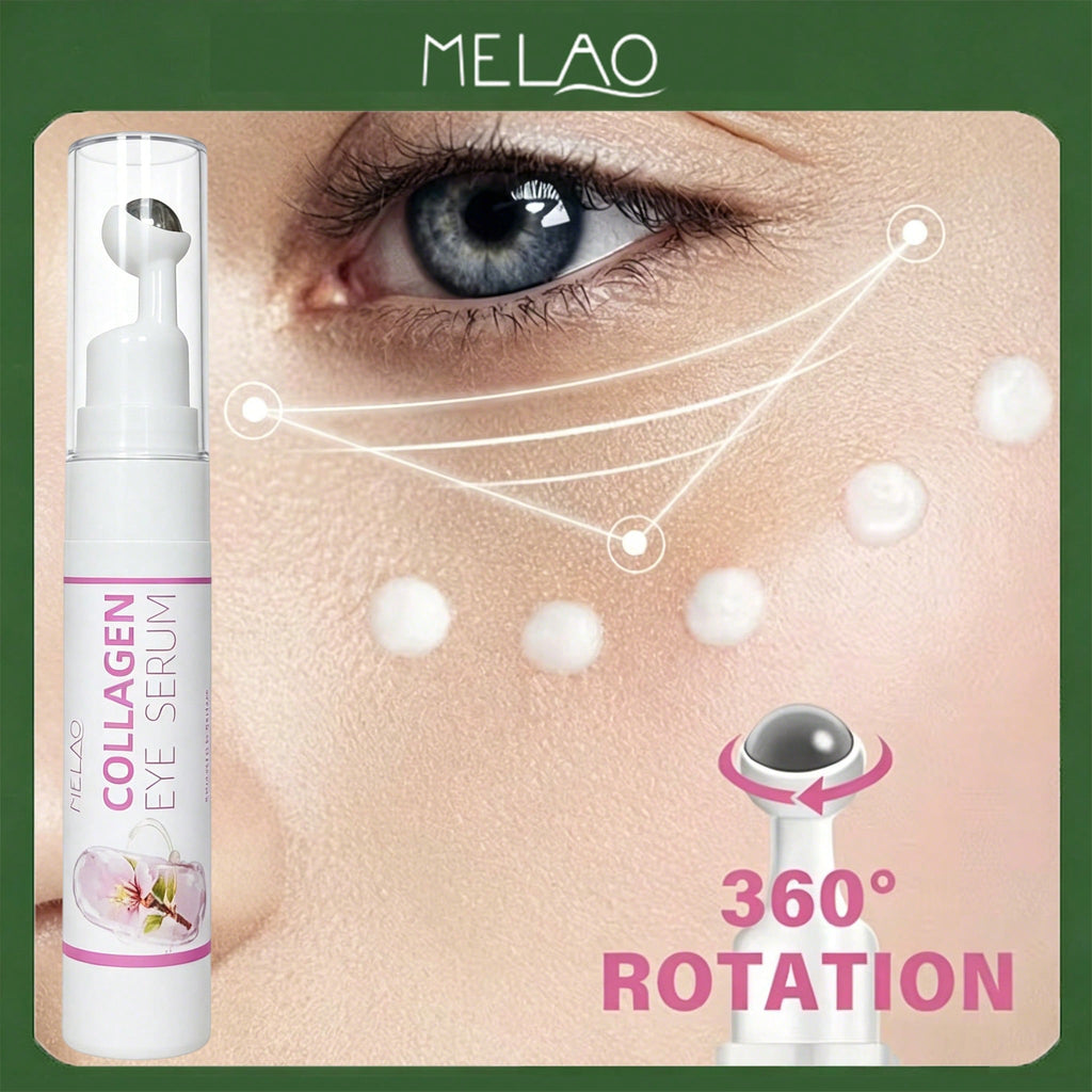 MELAO Roller Ball Massage Applicator Collagen Eye Serum, Anti-Aging Under Eye Serum Fades Dark Circles, Reduces Puffiness & Fine Lines