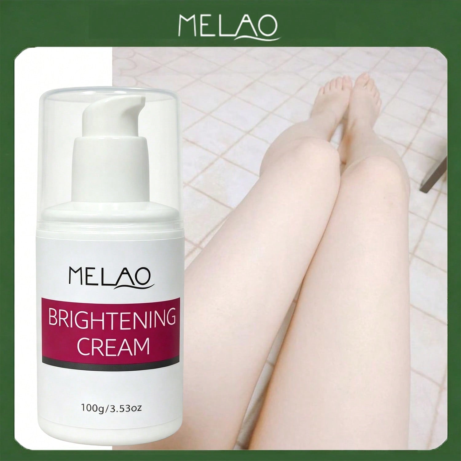 MELAO Body Brightening Cream 100g/3.53oz, Dark Spot Corrector for Knees, Elbows & Underarms, Skin Lightening Moisturizer for Even Body Tone