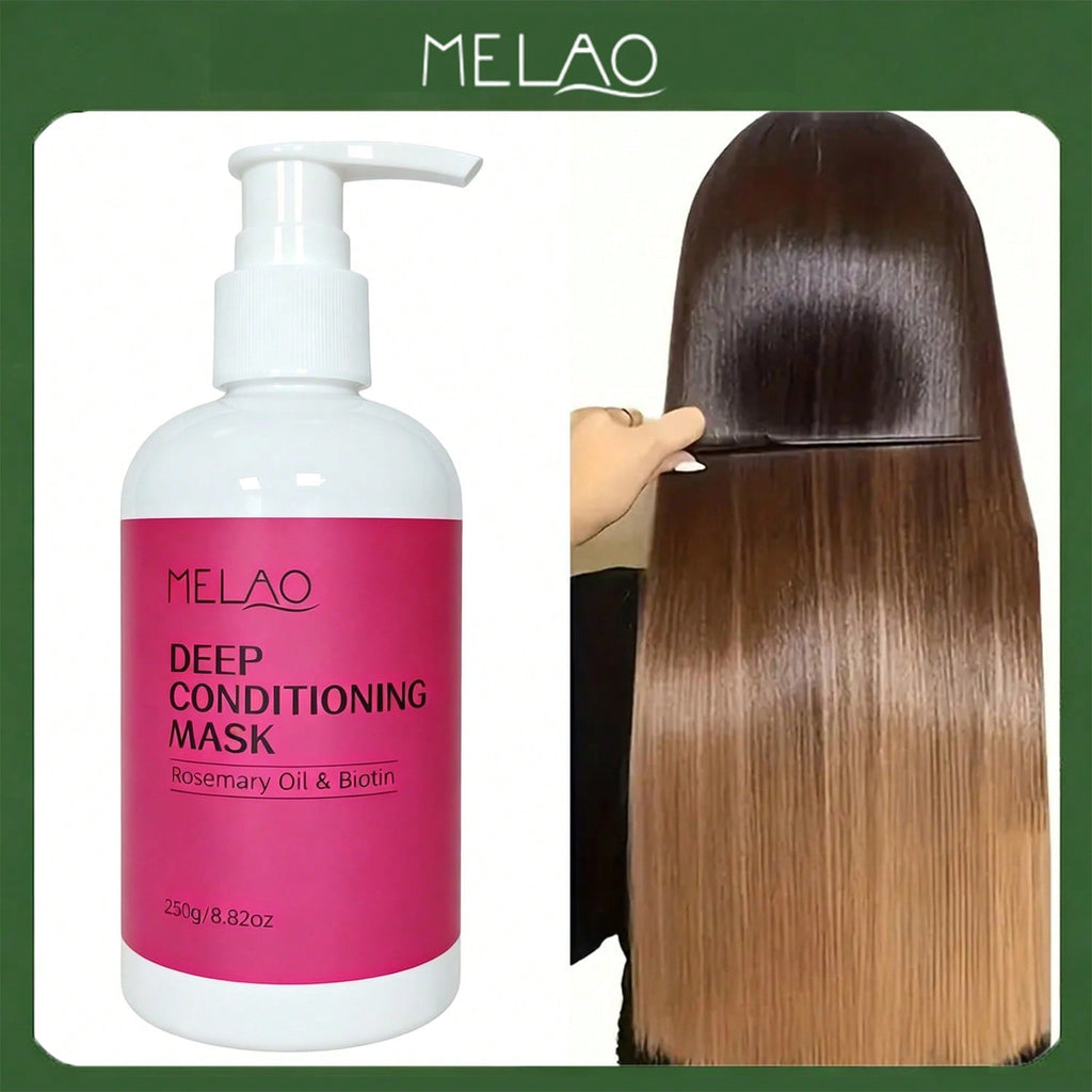 MELAO Deep Conditioning Hair Mask 250g/8.82oz, with Rosemary Oil & Biotin, Repair Damaged Hair, Deep Moisturizing & Nourishing Treatment Mask for Dry Frizzy Hair