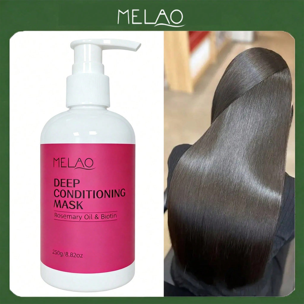 MELAO Deep Conditioning Hair Mask 250g/8.82oz, with Rosemary Oil & Biotin, Repair Damaged Hair, Deep Moisturizing & Nourishing Treatment Mask for Dry Frizzy Hair